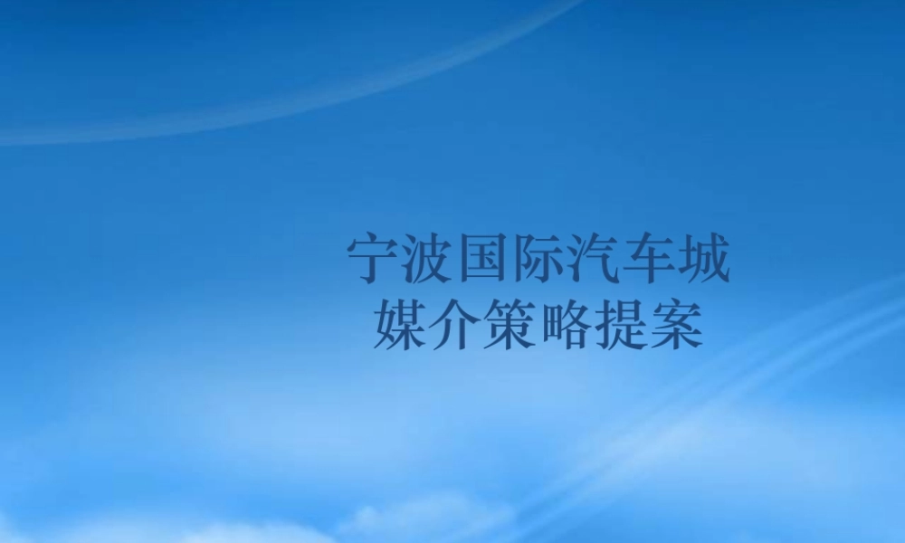 宁波国际汽车城媒介策略提案