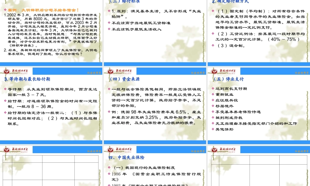 失业保障制度范本