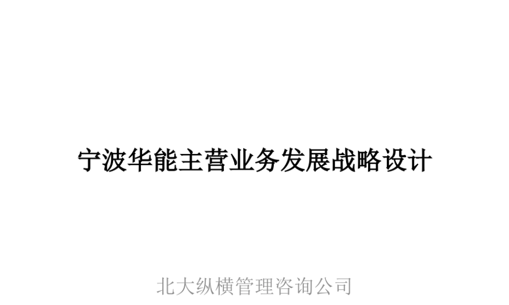 宁波华能主营业务发展战略设计