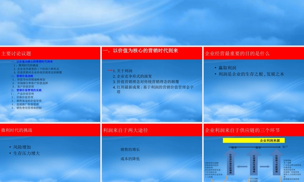 基于利润的营销价值管理教材