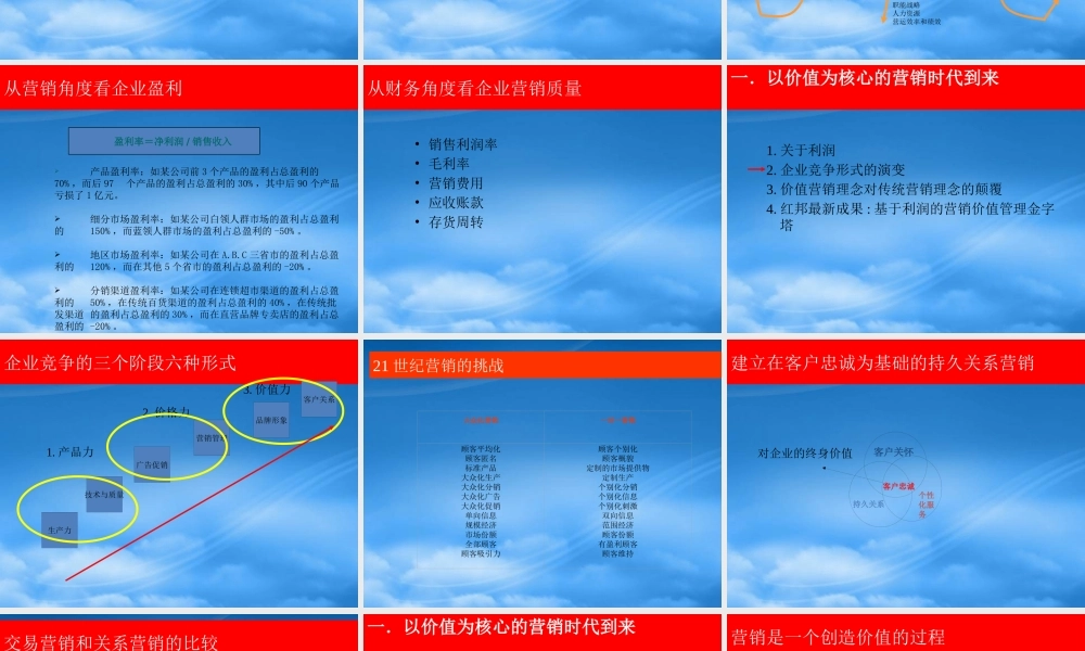基于利润的营销价值管理教材