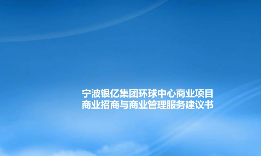 宁波环球中心项目招商与运营管理建议