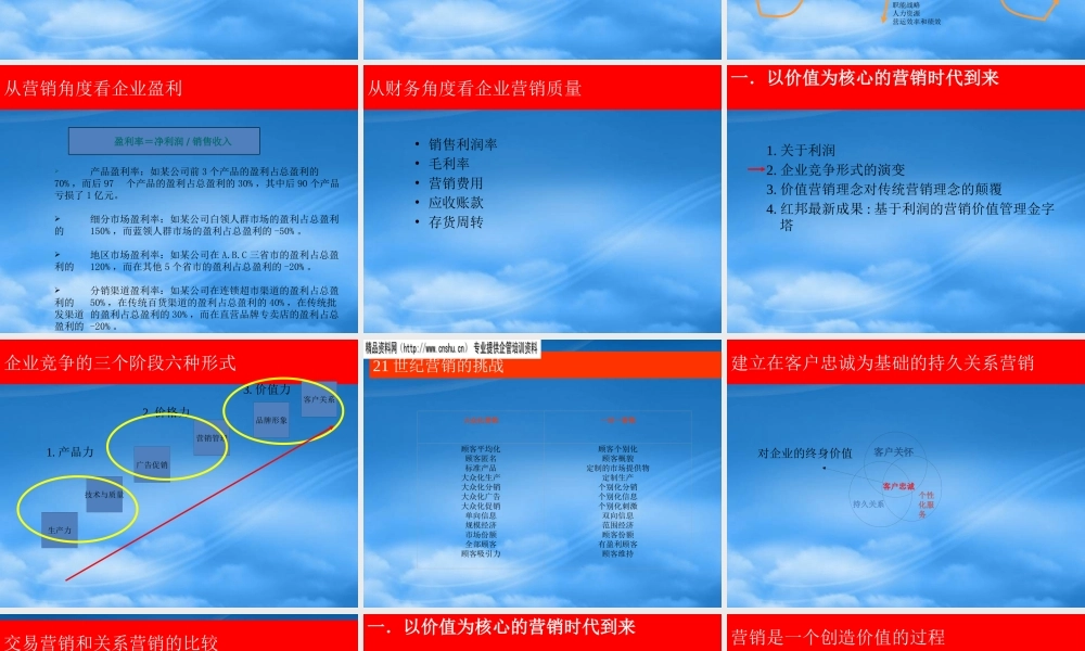 基于利润的营销价值管理综述