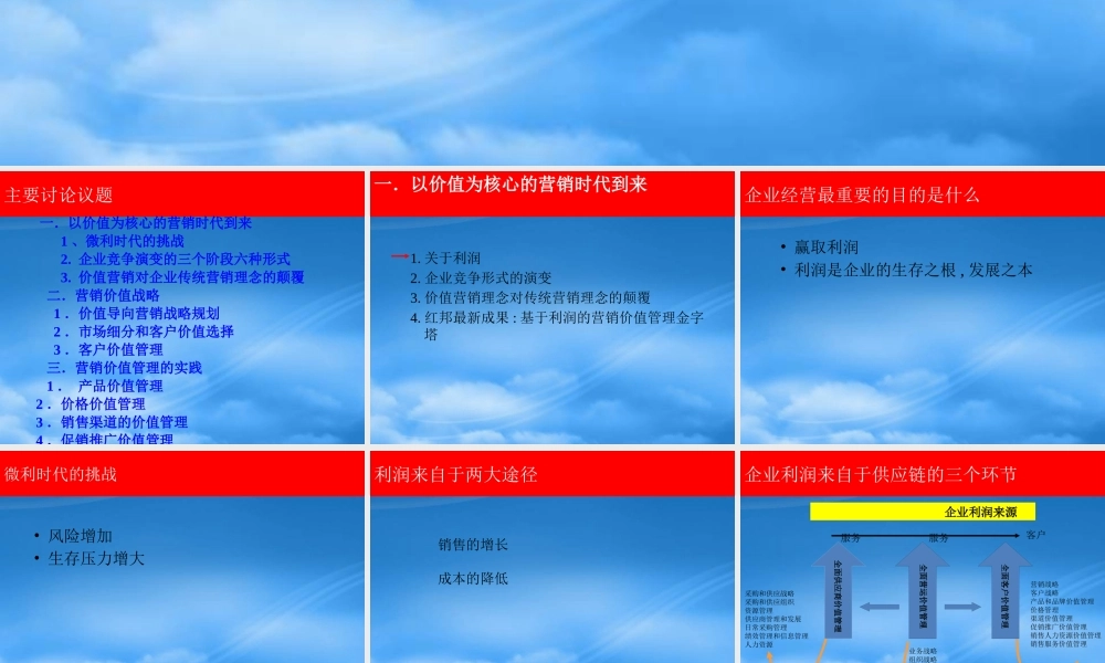 基于利润的营销价值实践