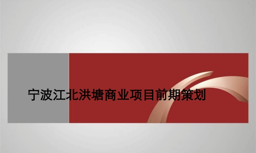 宁波江北洪塘家庭娱乐购物中心项目前期策划