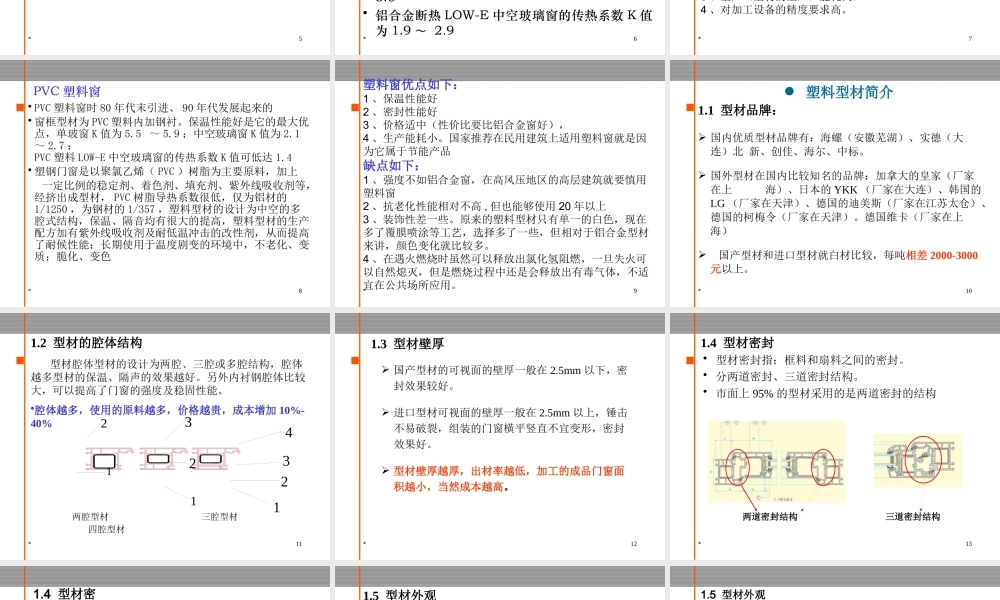 塑钢门窗知识讲解及成本控制要点讲义