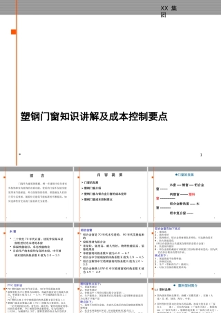 塑钢门窗知识讲解及成本控制要点讲义