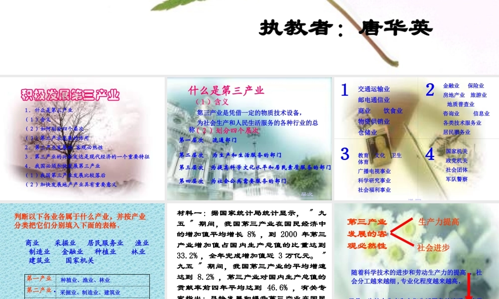 大力发展第三产业-PowerPoint演示文稿