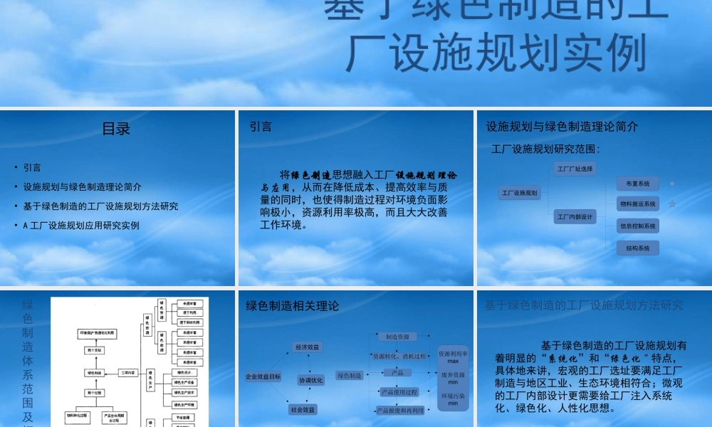 基于绿色制造的工厂设施规划应用实例