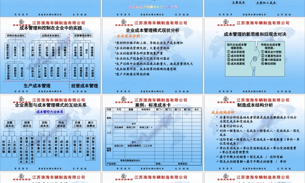 基于目标成本的车间管理与控制讲义