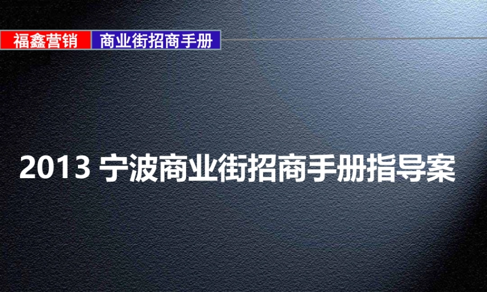 宁波商业街招商手册指导案