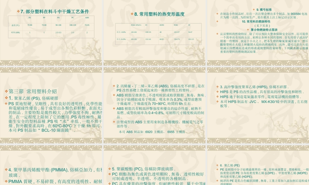 塑胶产品知识培训课件