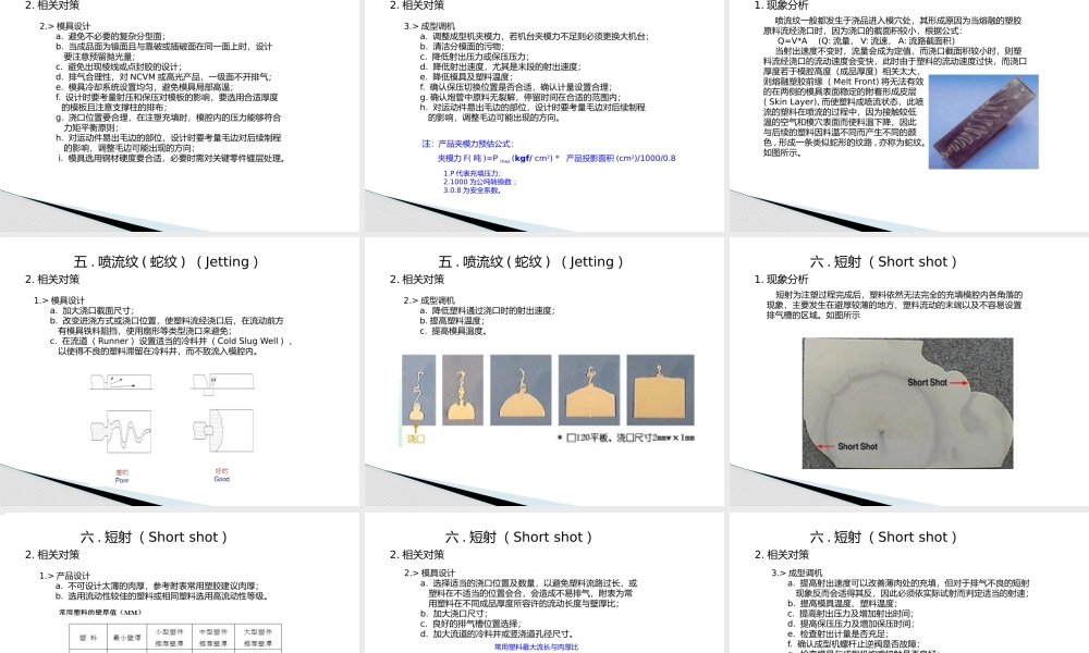 塑胶产品注塑成型工程验证手册