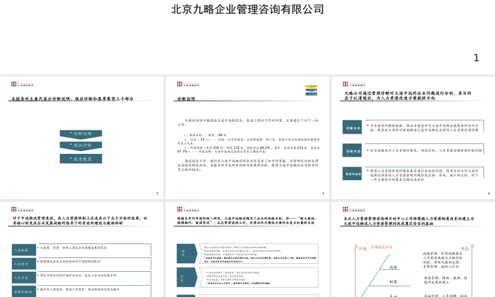 大连XX物流有限公司人力资源管理诊断报告
