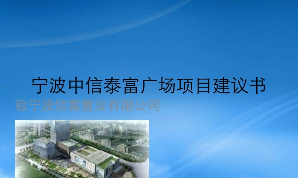 宁波信富置业有限公司波-中信泰富广场项目建议书