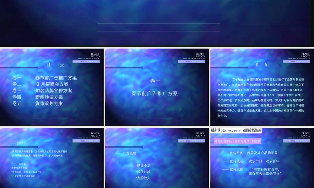 大连百年城阶段性广告推广企划案（PPT55）