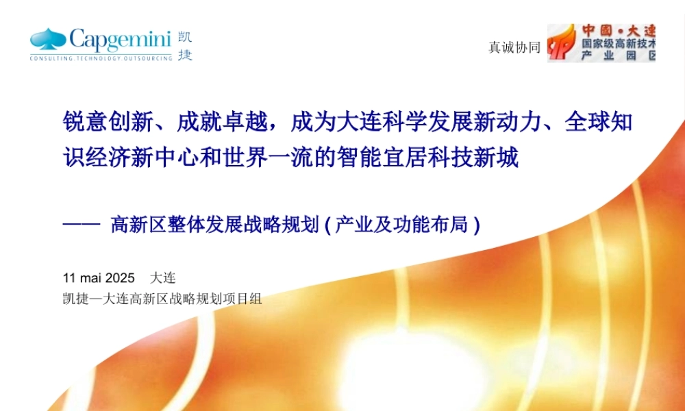 大连高新区整体发展战略规划(产业及功能布局)