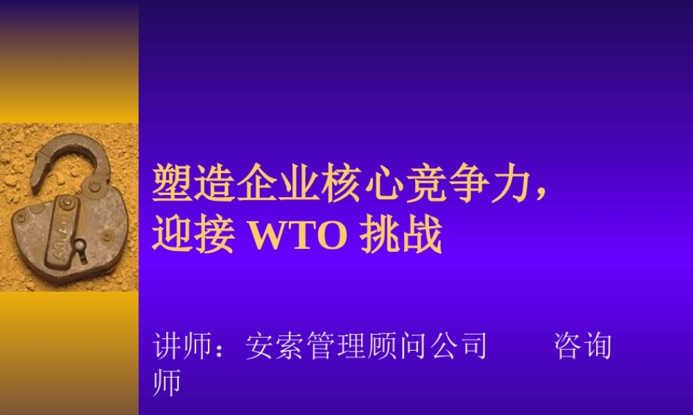 塑造企业核心竞争力、迎接WTO挑战