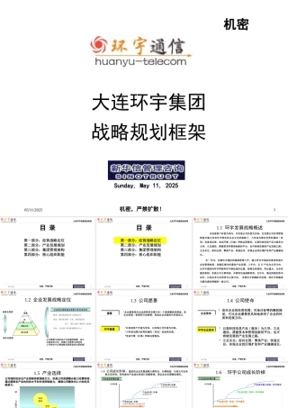 大连环宇集团战略规划框架