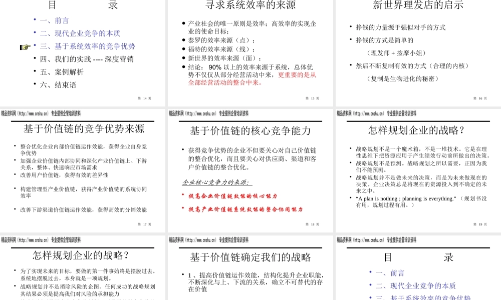 基于系统效率的竞争优势（PPT64页）