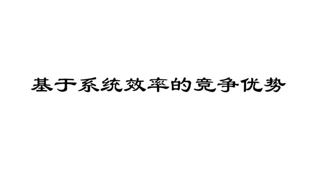 基于系统效率的竞争优势1