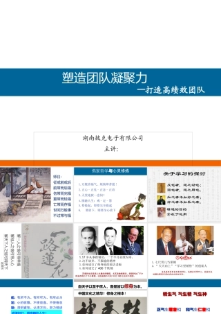 塑造团队凝聚力--打造高绩效团队