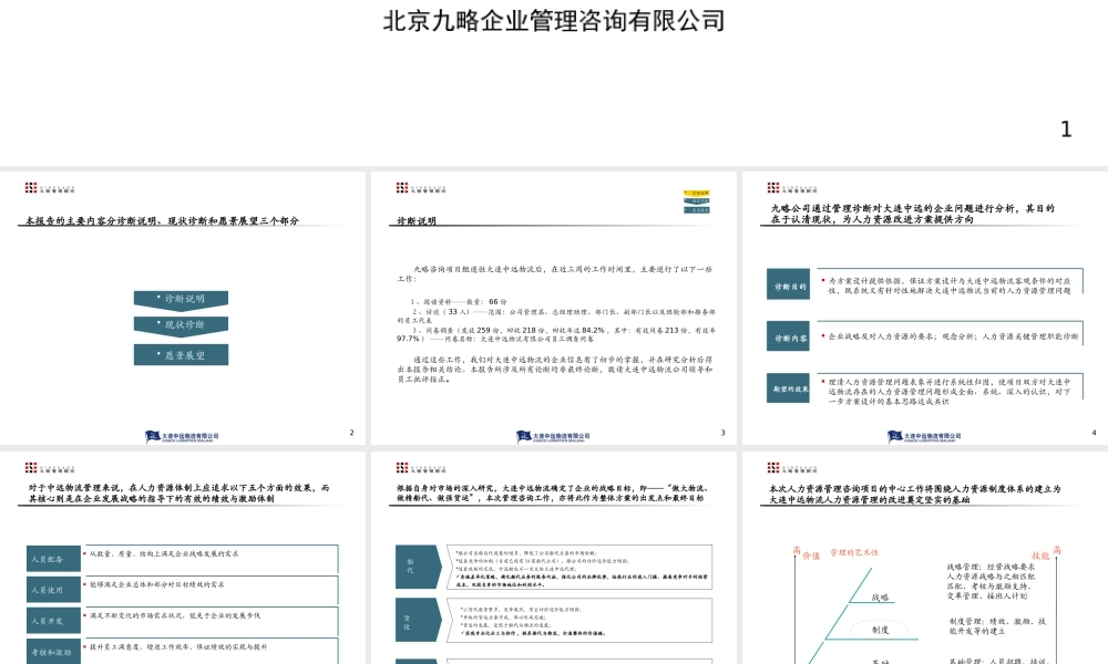 大连某物流有限公司人力资源管理诊断报告