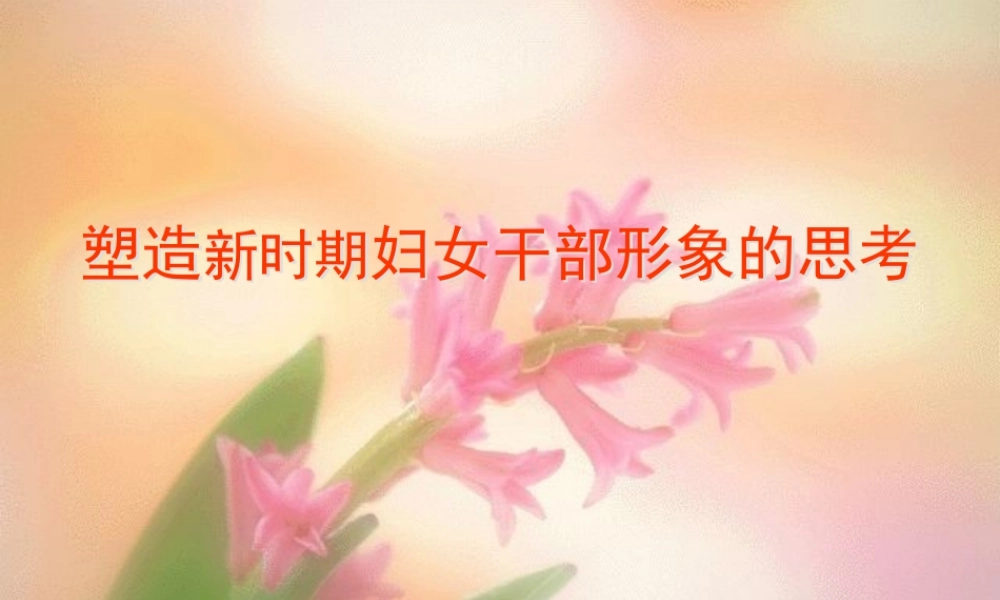 塑造新时期妇女干部形象的思考