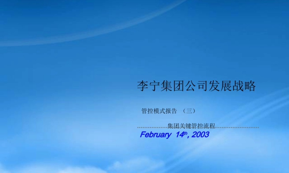 培训_63李宁管控模式之三管控流程