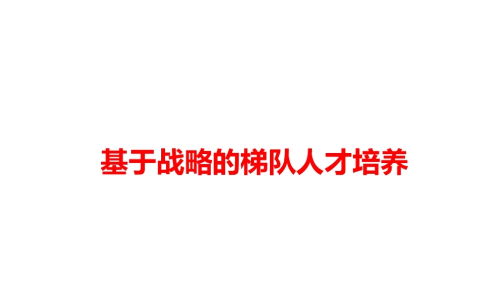 基于战略的梯队人才培养讲义