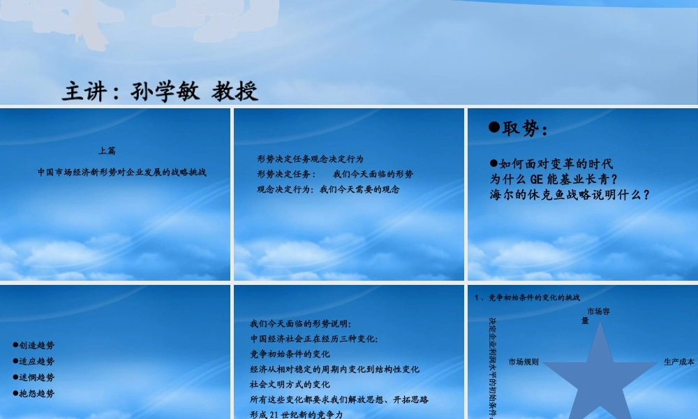 孙学敏老师---企业战略管理XXXX年广西