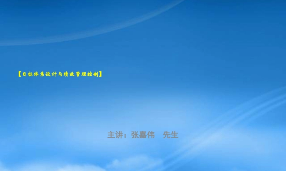 培训讲义：目标体系设计与绩效管理控制
