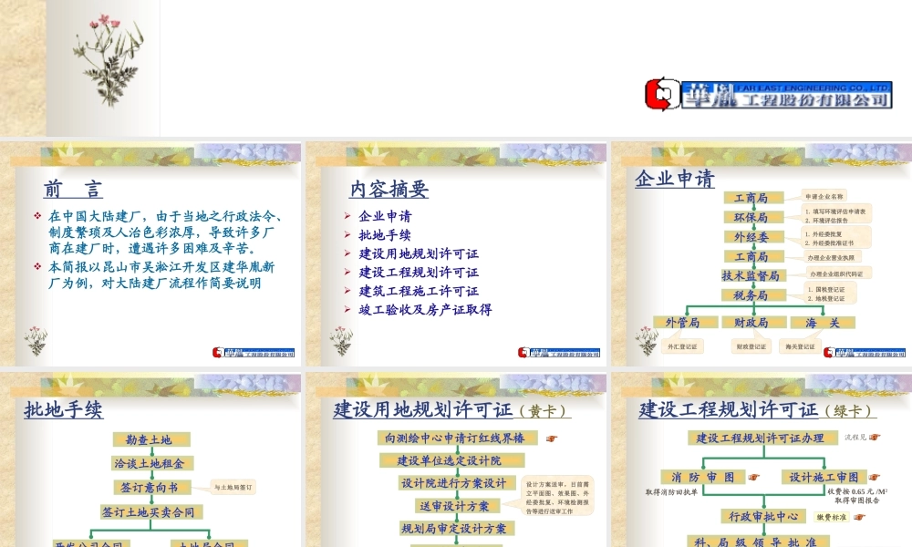 大陆建厂流程及注意事项讲义