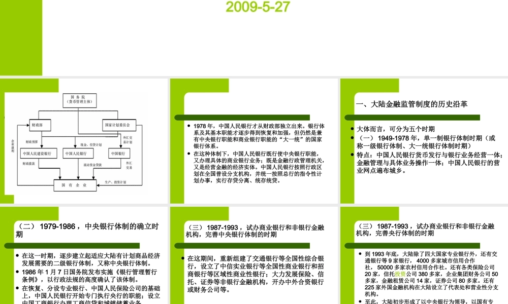 大陆金融管理制度