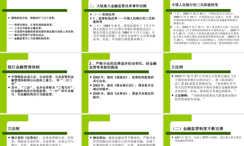 大陆金融管理制度