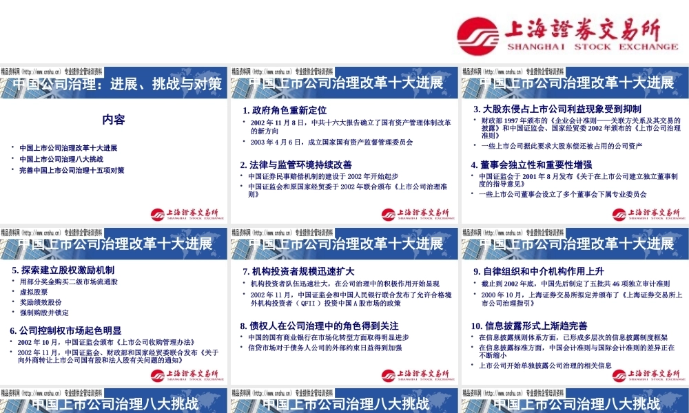 大陆企业治理--进展、挑战与对策讲义