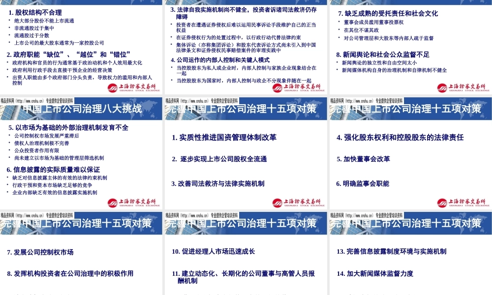 大陆企业治理--进展、挑战与对策讲义