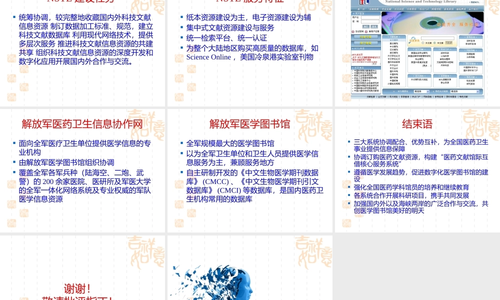 大陆医学图书馆发展概况(PPT 20页)