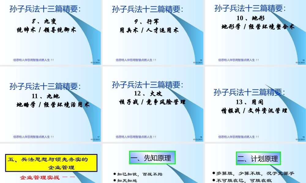 孙子兵法与企业管理讲义