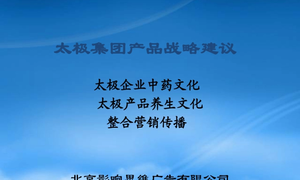 太极集团产品战略建议
