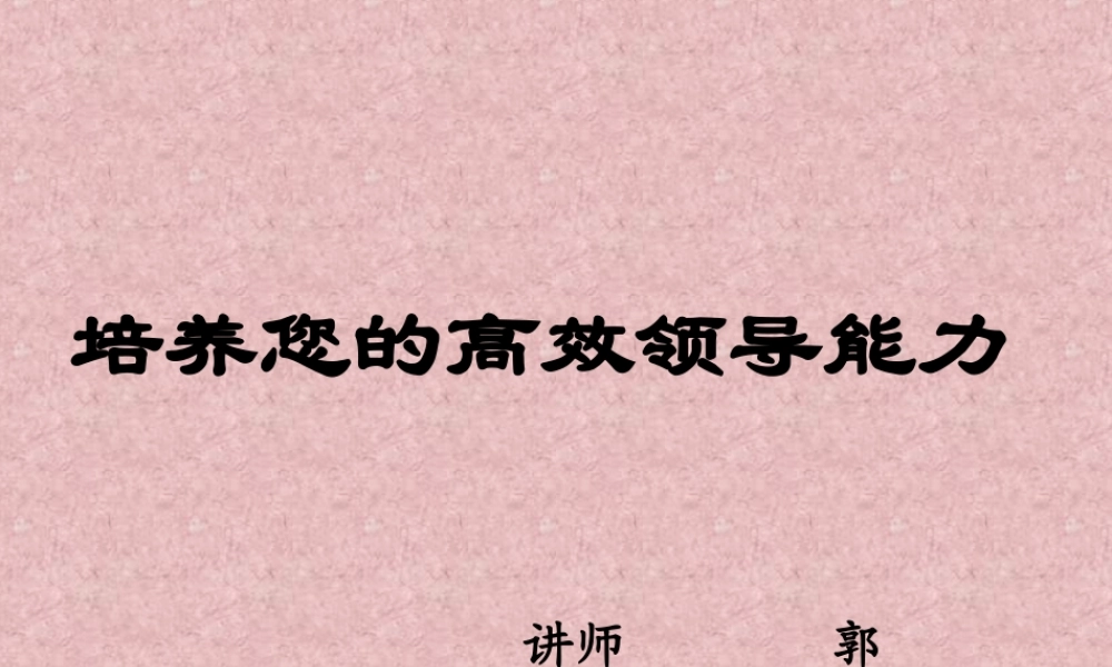 培养您的高效领导能力课件