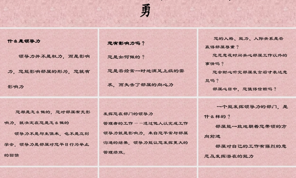 培养您的高效领导能力课件