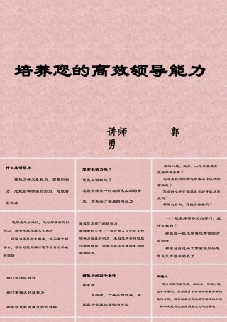 培养您的高效领导能力课件