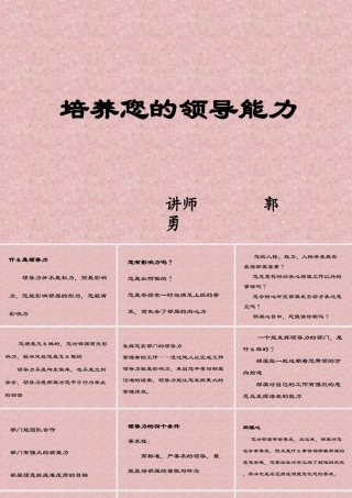 培养您的领导能力培训讲义