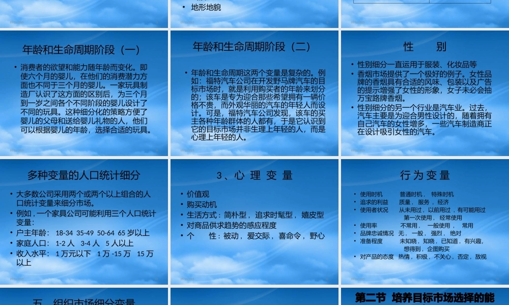 培养市场细分目标市场选择与定位的能力讲义