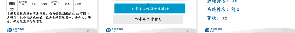 太平洋保险公司半年工作总结PPT(PPT34页)