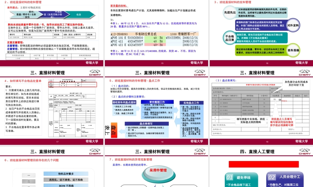 奇瑞班组成本管理案例