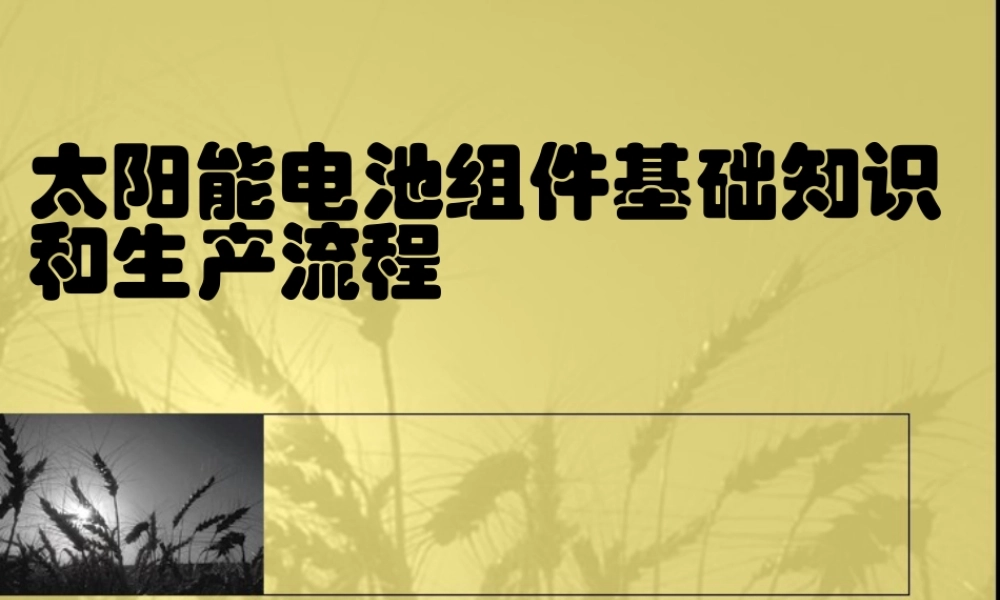 太阳能电池组件基础知识和生产流程课件