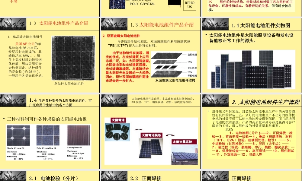 太阳能电池组件基础知识和生产流程课件