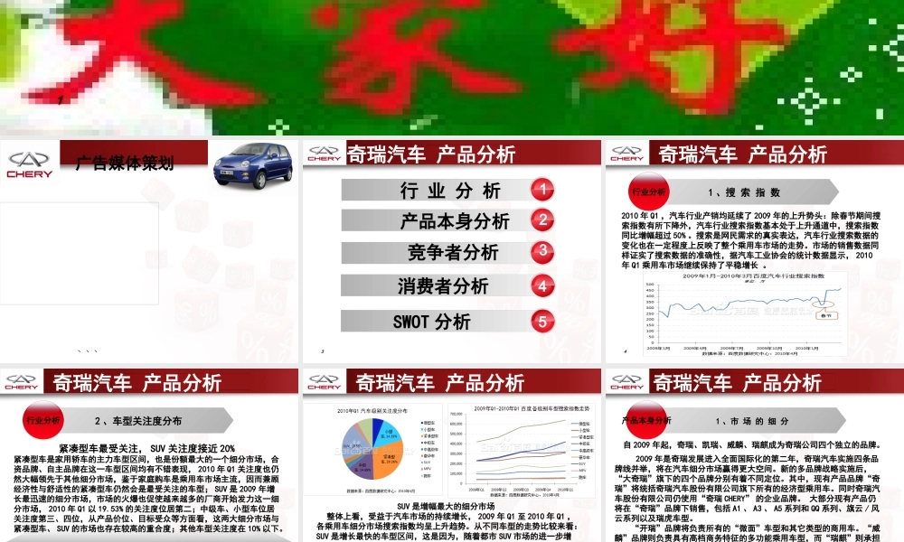 奇瑞汽车产品解析